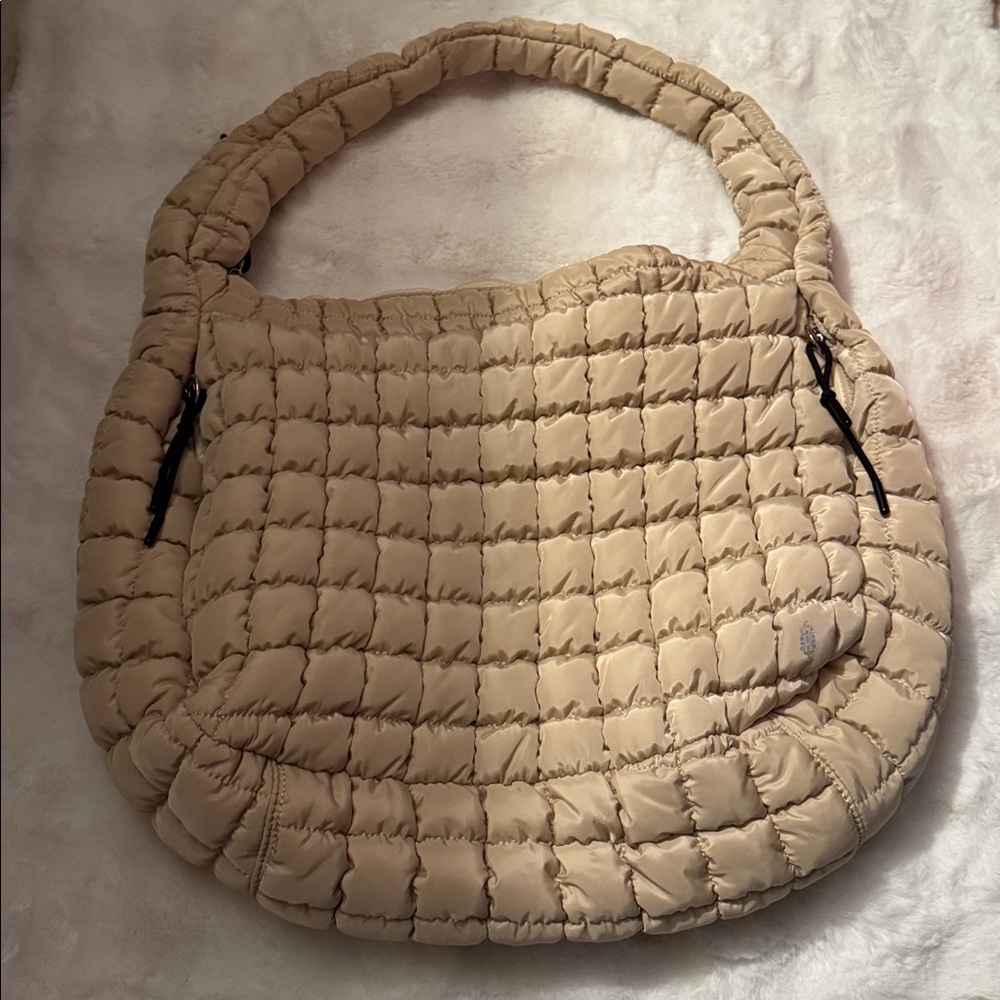 Free People Quilted Puffer Tote in Beige